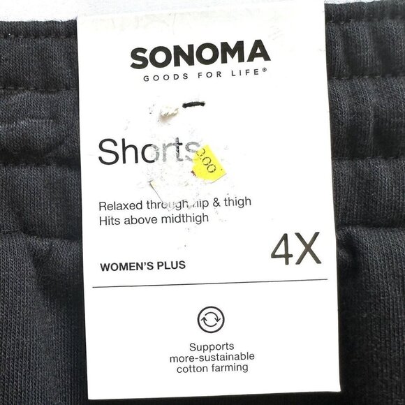 NWT SONOMA Women Lounge Drawstring Pockets Midthigh Black Shorts Plus Size 4X - Picture 6 of 8